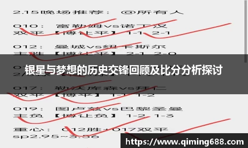 银星与梦想的历史交锋回顾及比分分析探讨